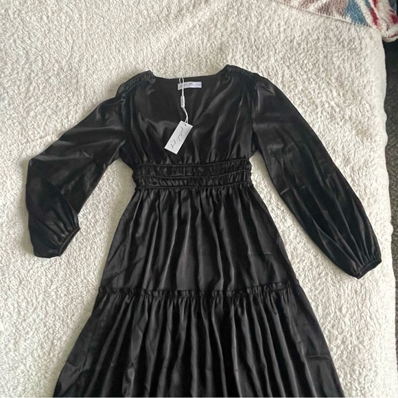 Petal & Pup Black Rowen Long Sleeve Maxi Dress Small Polyester Romantic - Picture 4 of 12